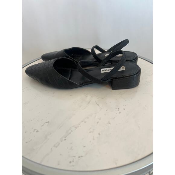 STEVE MADDEN DAID MULE CROCODILE EMBOSSED PATTERN LOW HEEL BLACK SIZE 7 1/2 - Picture 4 of 10